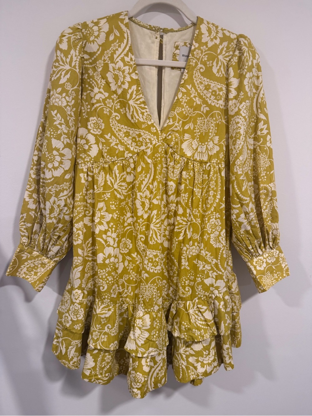 Maeve Yellow Floral V-Neck Mini Dress